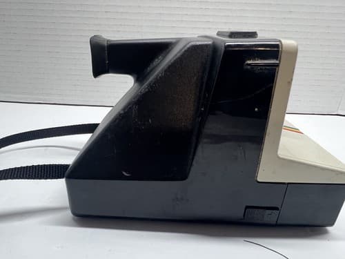 Vintage Original Polaroid One Step Land Camera White Rainbow Stripe With Strap - Thumbnail 4
