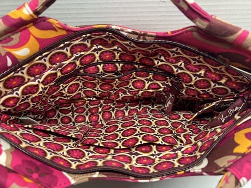Vera Bradley The Gabby Carnaby Pink Brown Purple Double Handle Purse - Thumbnail 2