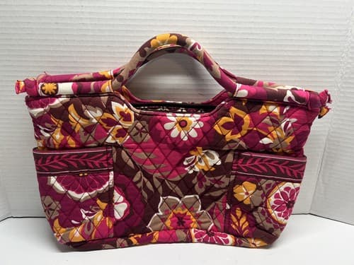 Vera Bradley The Gabby Carnaby Pink Brown Purple Double Handle Purse - Thumbnail 4