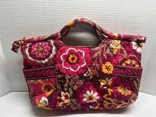Vera Bradley The Gabby Carnaby Pink Brown Purple Double Handle Purse