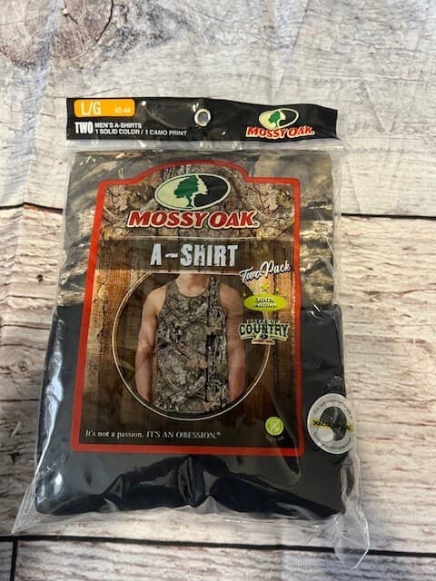 Mossy Oak A-Shirt 2-Pack Camo/Black Med & LG available