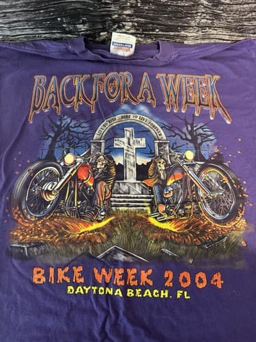 2004 BIKE WEEK Vintage "Back for a Week" Daytona Beach T-Shirt Medium - Thumbnail 2