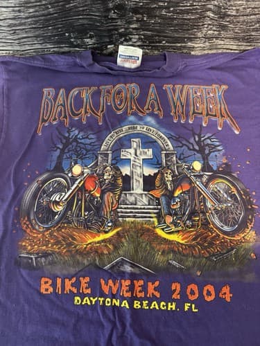 2004 BIKE WEEK Vintage "Back for a Week" Daytona Beach T-Shirt Medium - Thumbnail 6