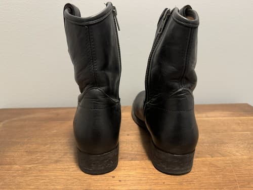 Frye Melissa Button Short Black Leather Zip Ankle Boot Womens 5.5 B - Thumbnail 6