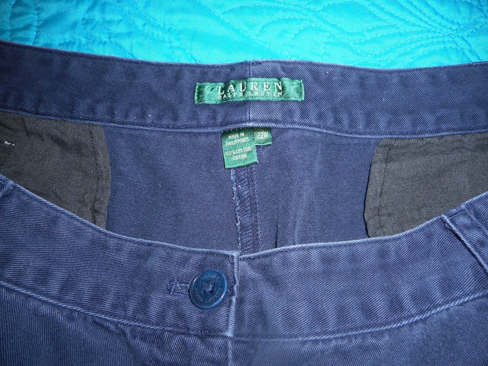 Lauren Ralph Lauren Womens Flat-Front Walking Chino Casual Shorts Size 22W Navy - Thumbnail 2