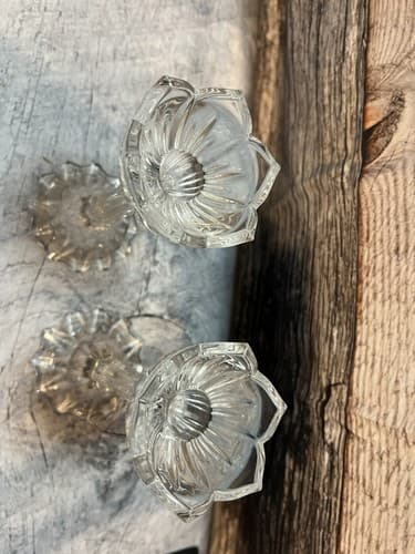 Gorham Crystal Lotus Flower Candlestick Holders~Set of 2~7" Tall - Thumbnail 3
