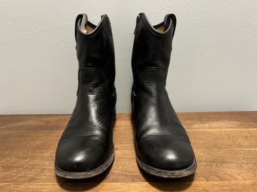 Frye Melissa Button Short Black Leather Zip Ankle Boot Womens 5.5 B - Thumbnail 2