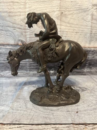Vtg End of Trail Native American Warrior on Horse Statue Sculpture