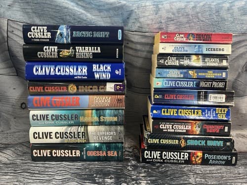 Lot of 18 Clive Cussler Hardcover & paperback Books~ Dirk Pitt Series