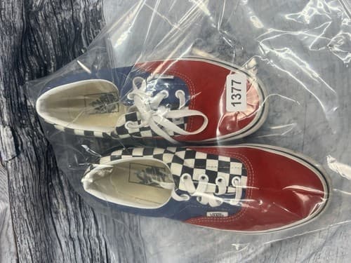 Vans Authentic Low Top Color Block Red Blue Checkerboard Lace Up Sneaker 7W - Thumbnail 9