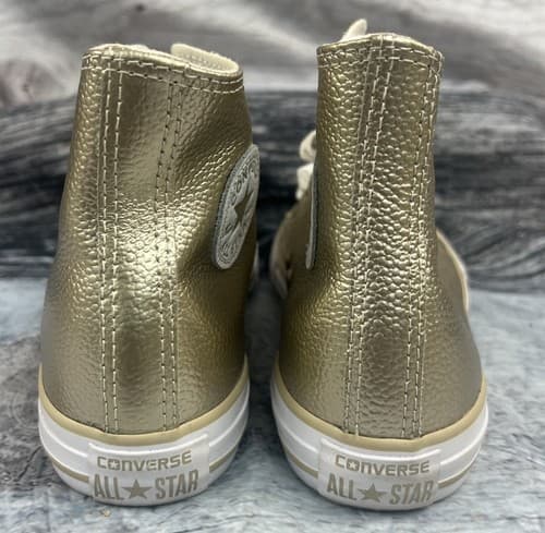Converse All Star High Top Metallic Gold Sneakers-worn once~size 3 - Thumbnail 4