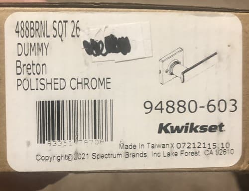 Kwikset Dummy 488BRNL Sqt 26 BRETON POLISHED CHROME - Thumbnail 2
