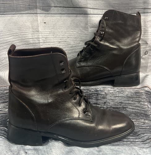 SANTANA CANADA Women's Size 9.5 M Dark Brown Leather Lace Up Booties Boots