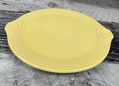 Light Yellow - Fiesta Ware - 12" Cake Plate Platter w/ Handle Tabs - Fiestaware