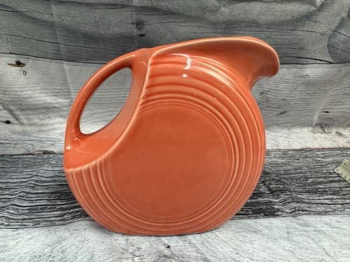 Fiesta ware Persimmon Water Disc Pitcher Fiesta HLC USA Homer Laughlin 7" - Thumbnail 3