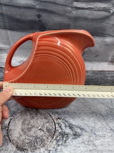 Fiesta ware Persimmon Water Disc Pitcher Fiesta HLC USA Homer Laughlin 7" - Thumbnail 7