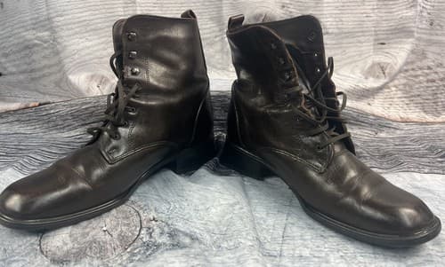 SANTANA CANADA Women's Size 9.5 M Dark Brown Leather Lace Up Booties Boots - Thumbnail 4