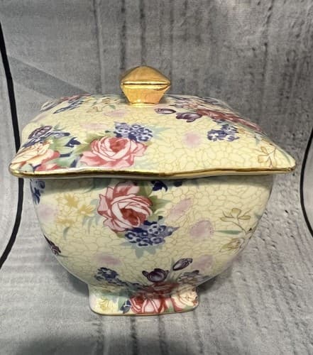 Vtg Godinger Royal Cotswolds Chintz English Floral Lidded Sugar Bowl