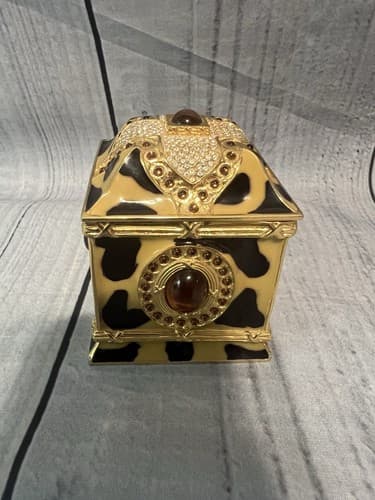 Wendy Reed~Trinket Box Jacqueline Black and Yellow with Jewels on Gold