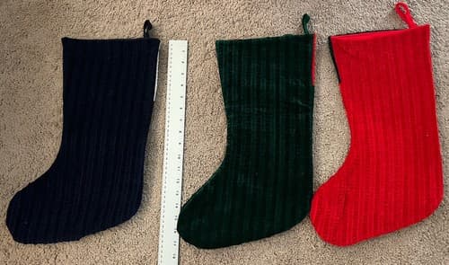 Lot of 3 Christmas Holiday Stockings Green Reindeer Blue Snowman Red Santa 17" - Thumbnail 2