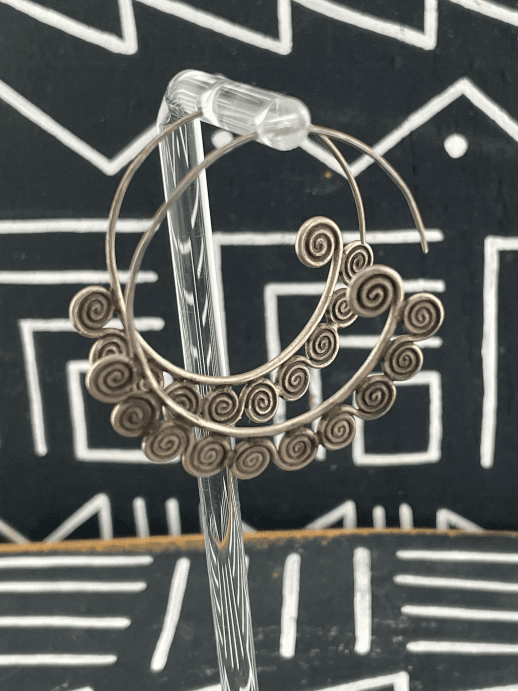 Handmade Sterling Silver Spiral Hoop Earrings Artisan Wirework Statement Earring