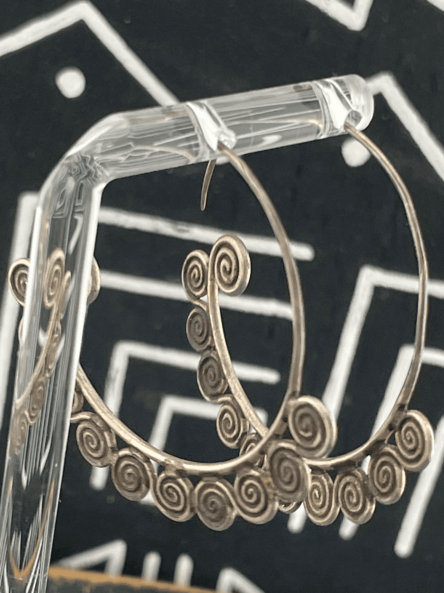 Handmade Sterling Silver Spiral Hoop Earrings Artisan Wirework Statement Earring - Thumbnail 3