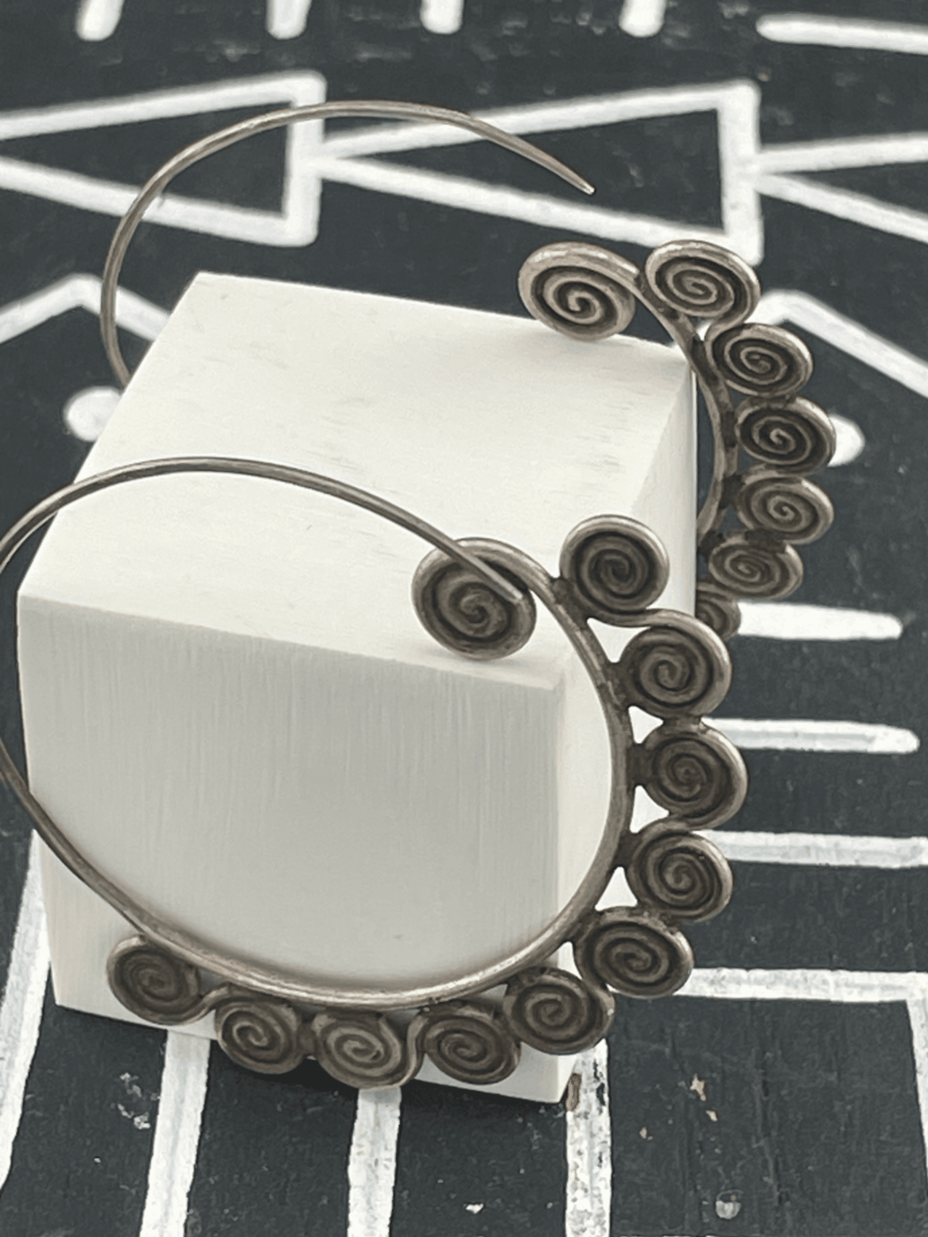 Handmade Sterling Silver Spiral Hoop Earrings Artisan Wirework Statement Earring - Thumbnail 7
