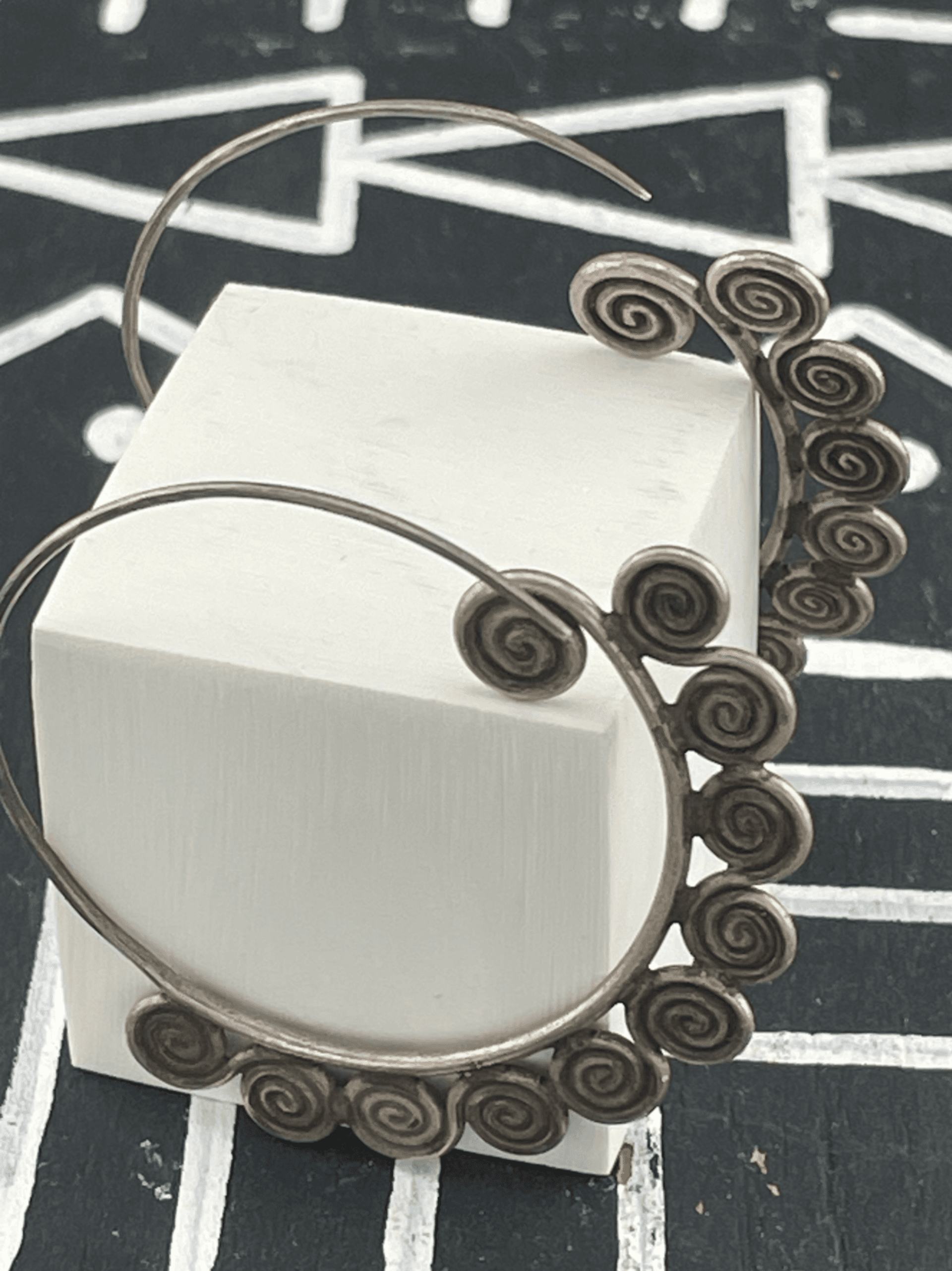 Handmade Sterling Silver Spiral Hoop Earrings Artisan Wirework Statement Earring - Thumbnail 8