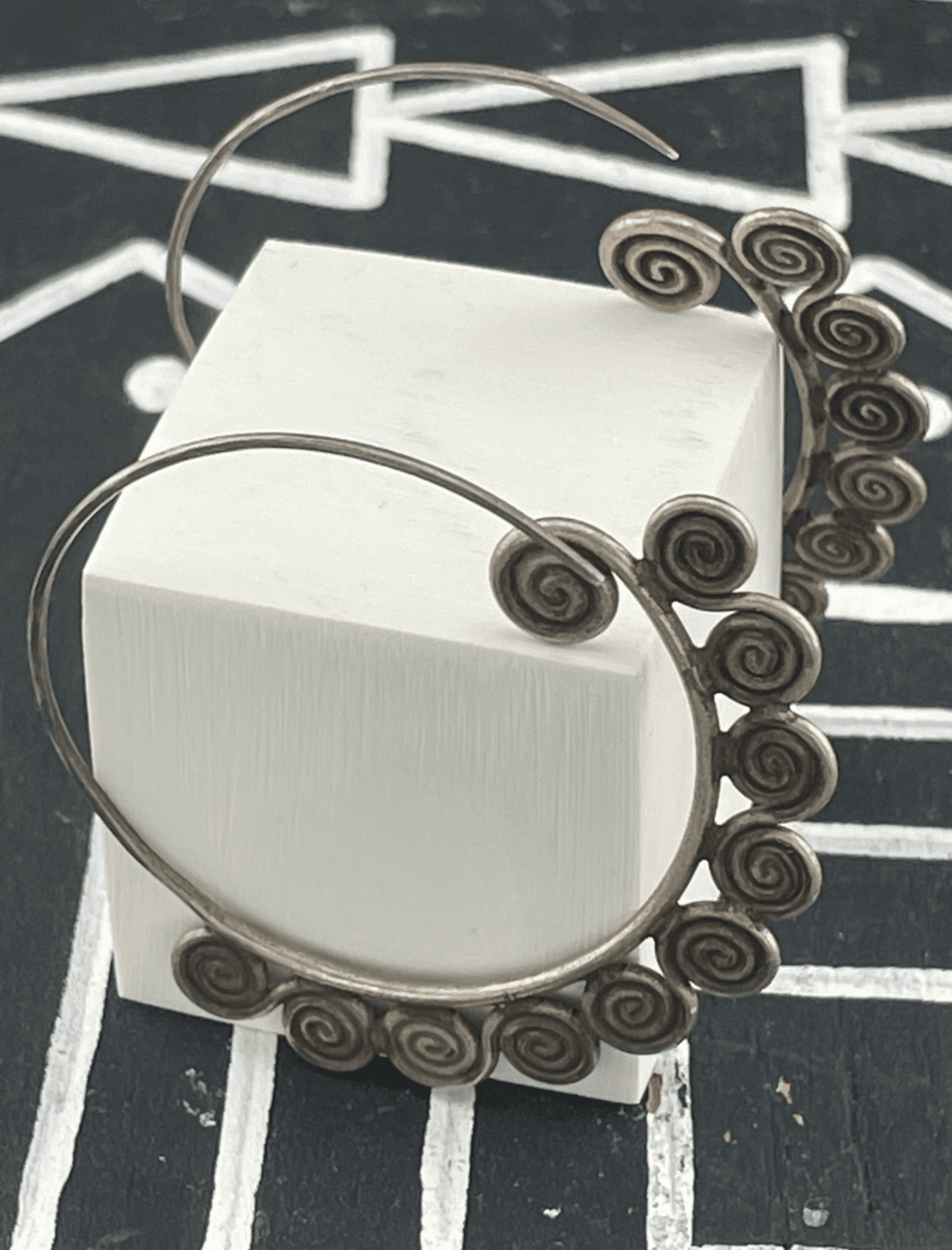 Handmade Sterling Silver Spiral Hoop Earrings Artisan Wirework Statement Earring - Thumbnail 9