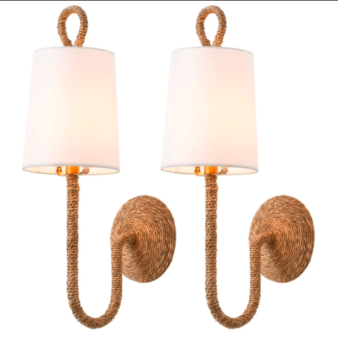 Natural Rattan Wall Sconces Set of 2 - Thumbnail 2