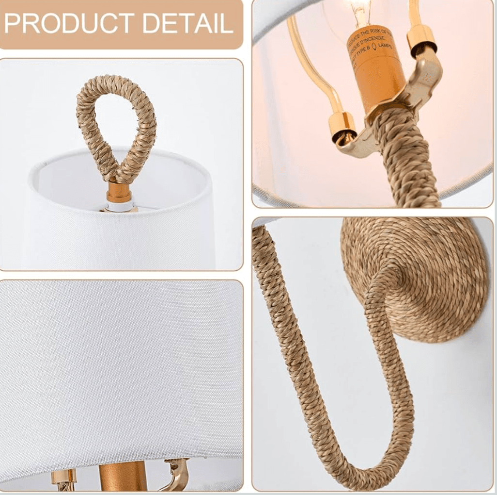 Natural Rattan Wall Sconces Set of 2 - Thumbnail 3
