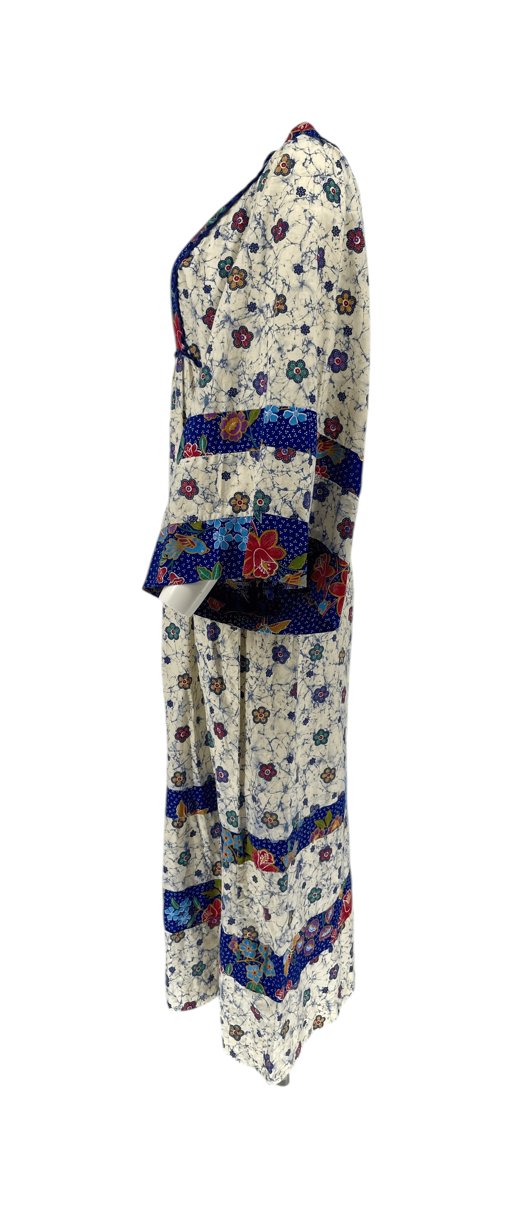 Vintage ACT I New York Hippie Angel Sleeve Maxi Dress Batik Floral Boho 70s - Thumbnail 3