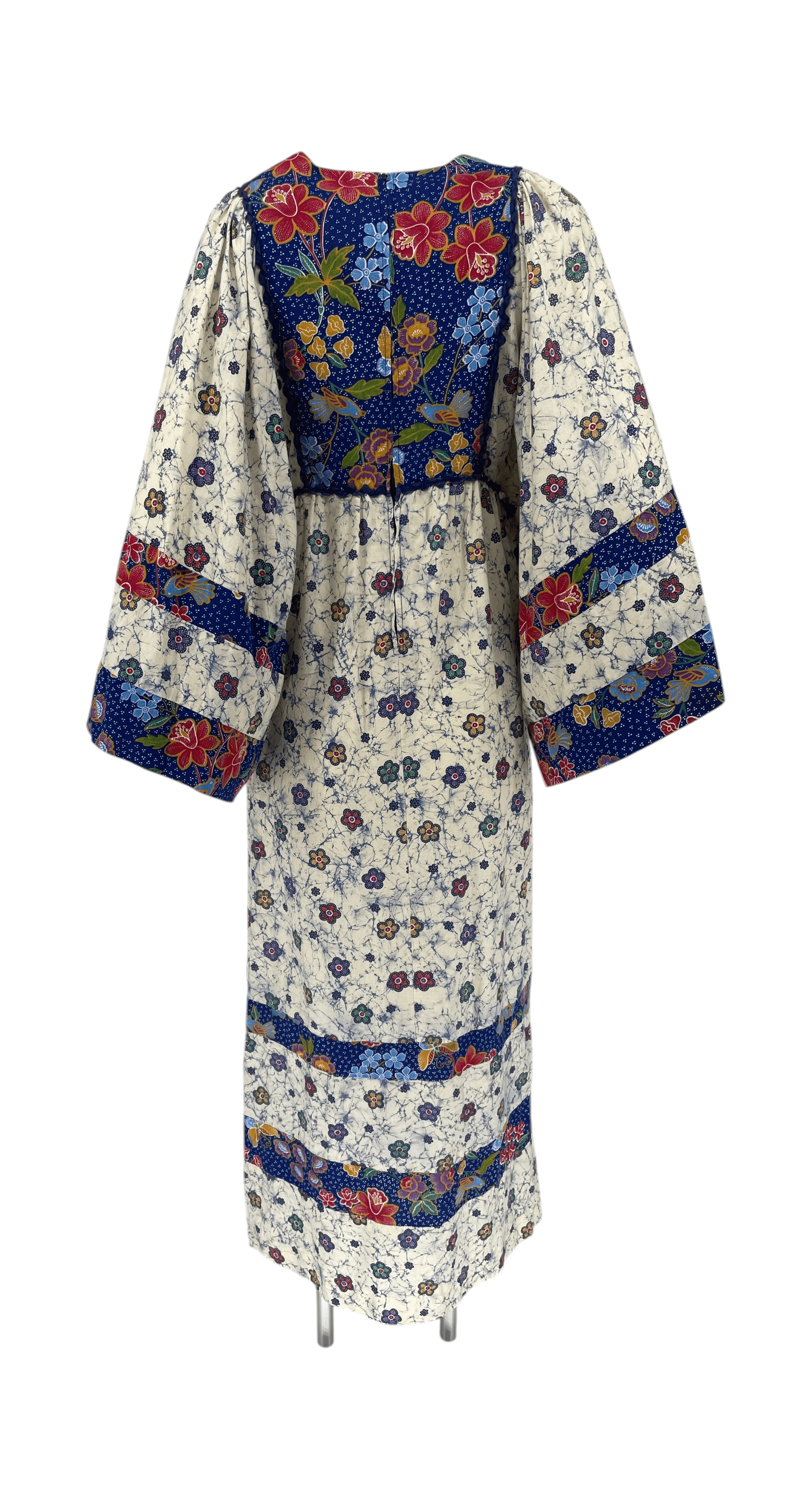Vintage ACT I New York Hippie Angel Sleeve Maxi Dress Batik Floral Boho 70s - Thumbnail 5