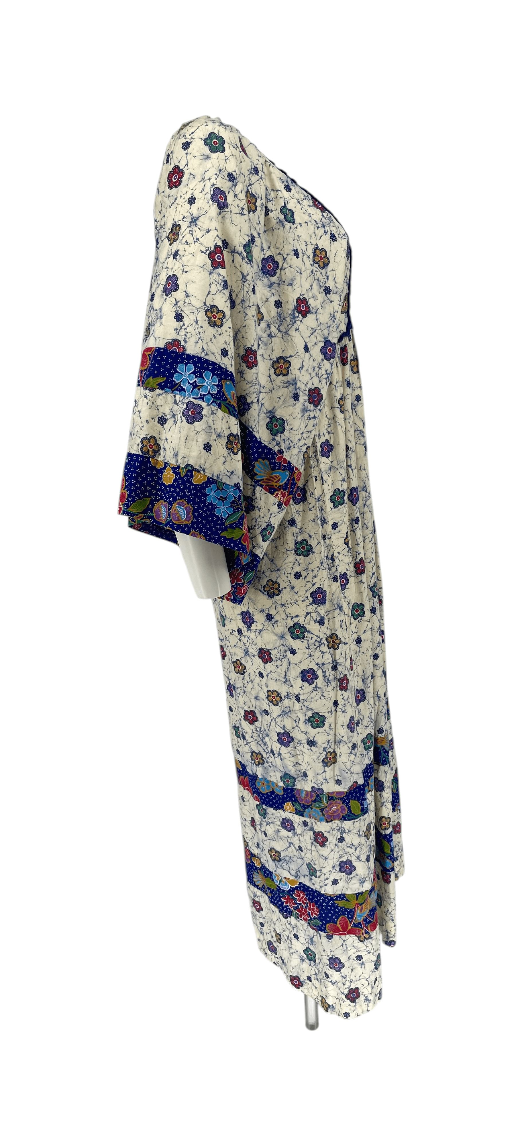 Vintage ACT I New York Hippie Angel Sleeve Maxi Dress Batik Floral Boho 70s - Thumbnail 6