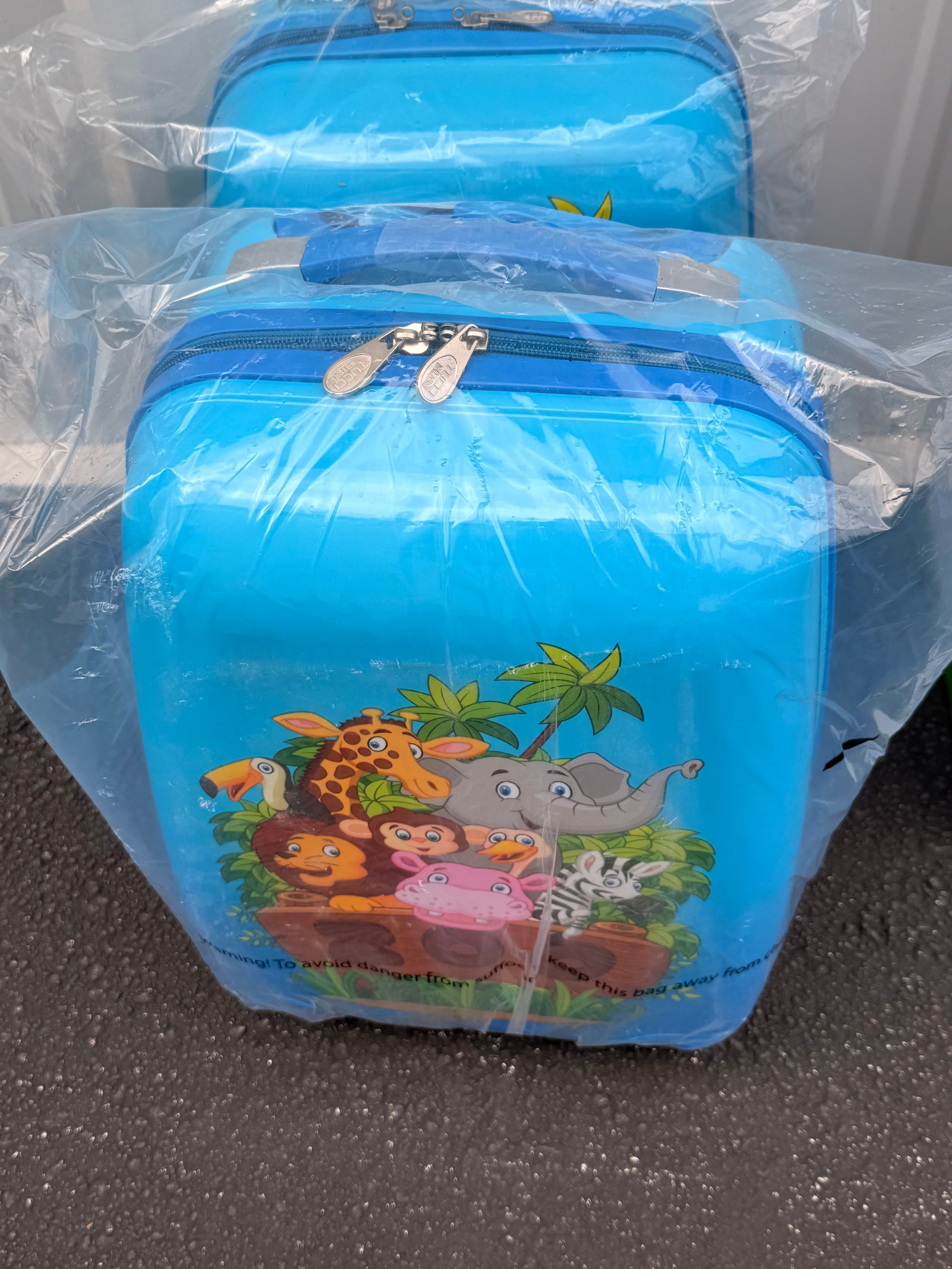 Children's Blue Animal Print Suitcase