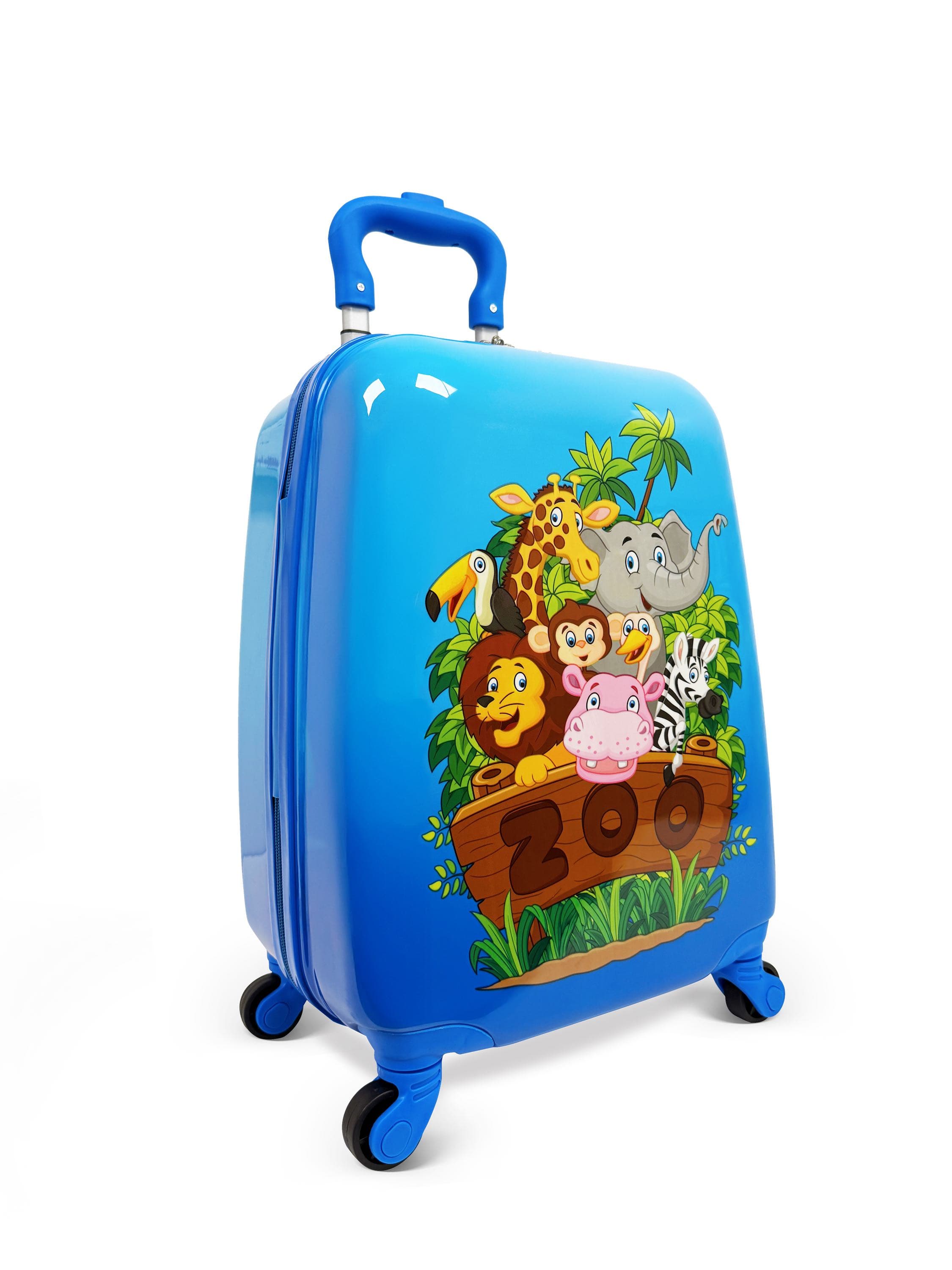 Children's Blue Animal Print Suitcase - Thumbnail 3