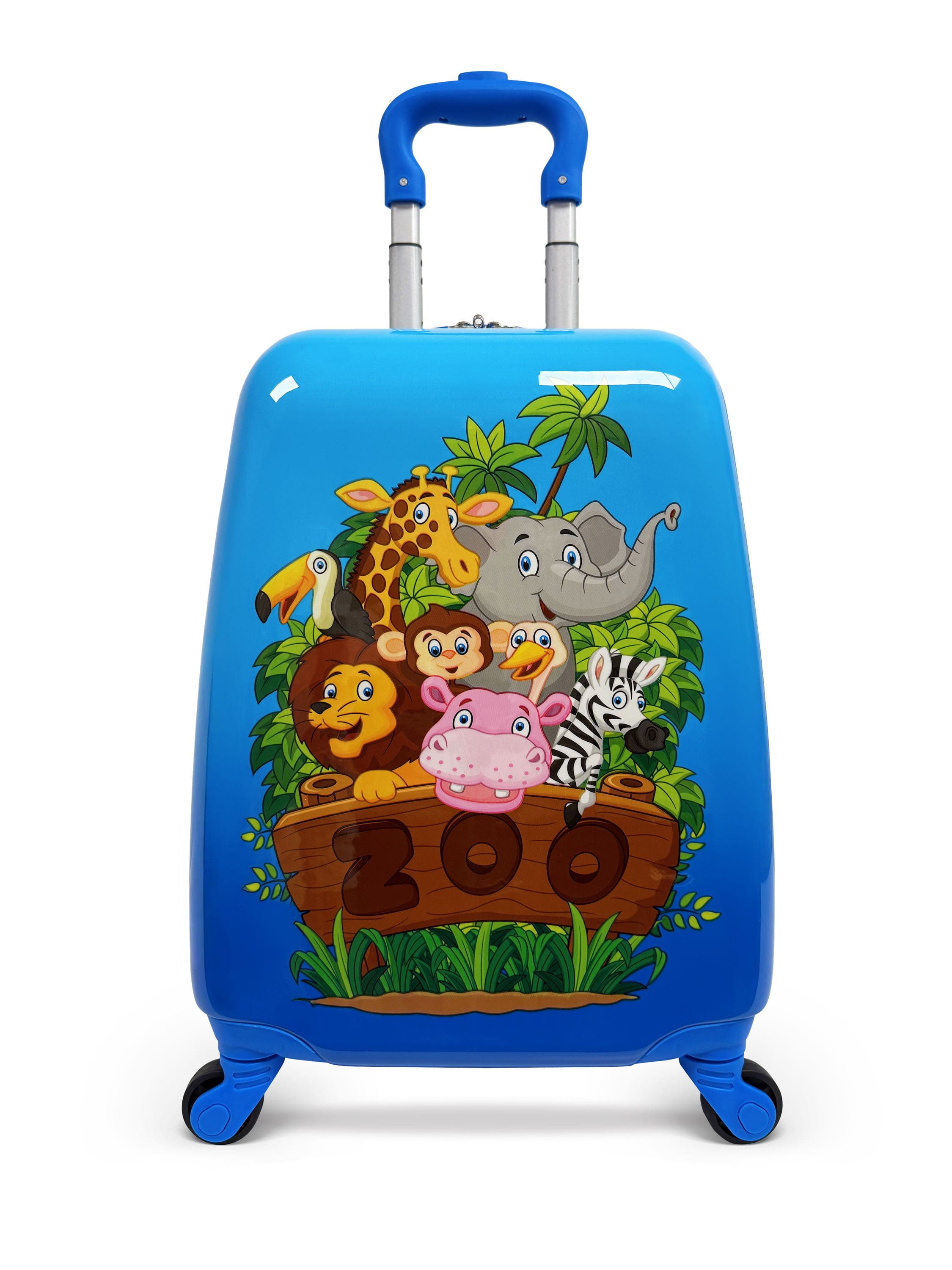 Children's Blue Animal Print Suitcase - Thumbnail 2