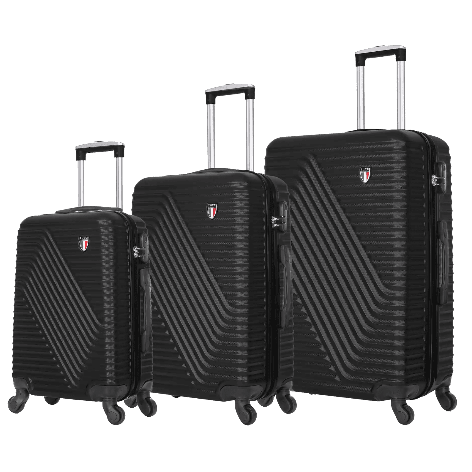 TUCCI Italy TRAVOLA 3-Pc Hardside Spinner Luggage Set (20/24/28") - Black
