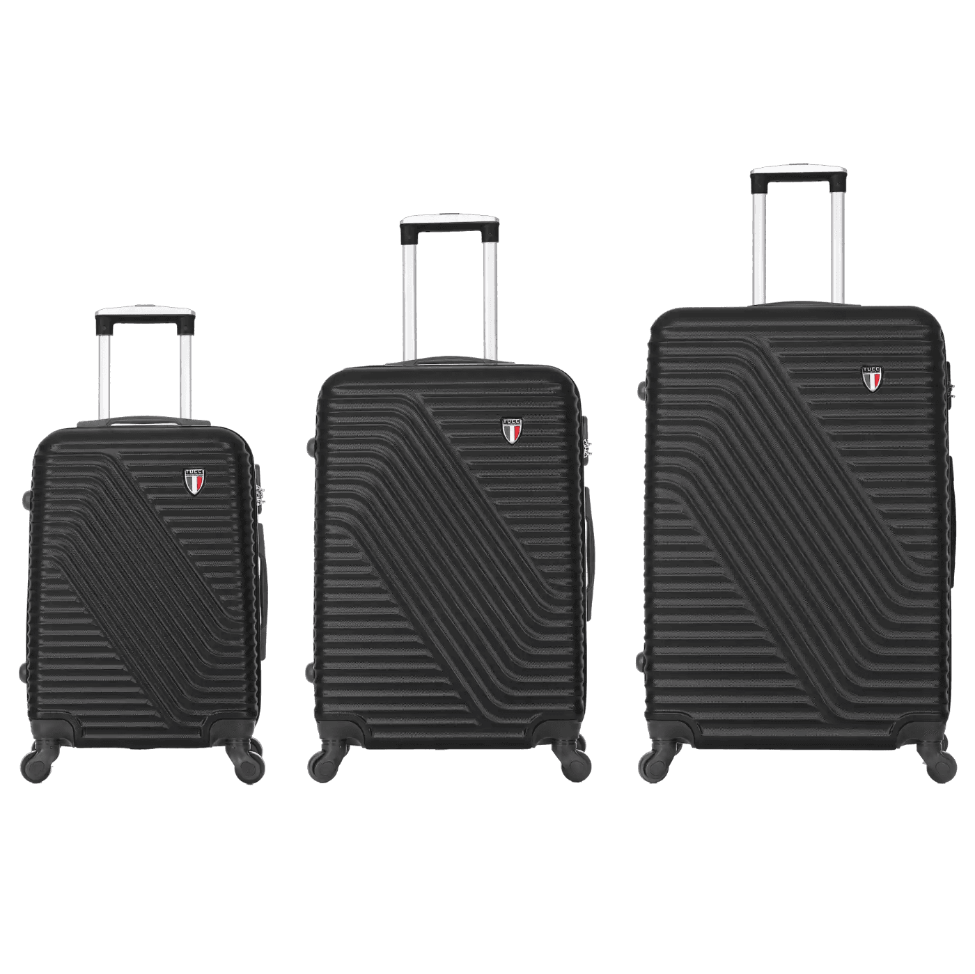 TUCCI Italy TRAVOLA 3-Pc Hardside Spinner Luggage Set (20/24/28") - Black - Thumbnail 2