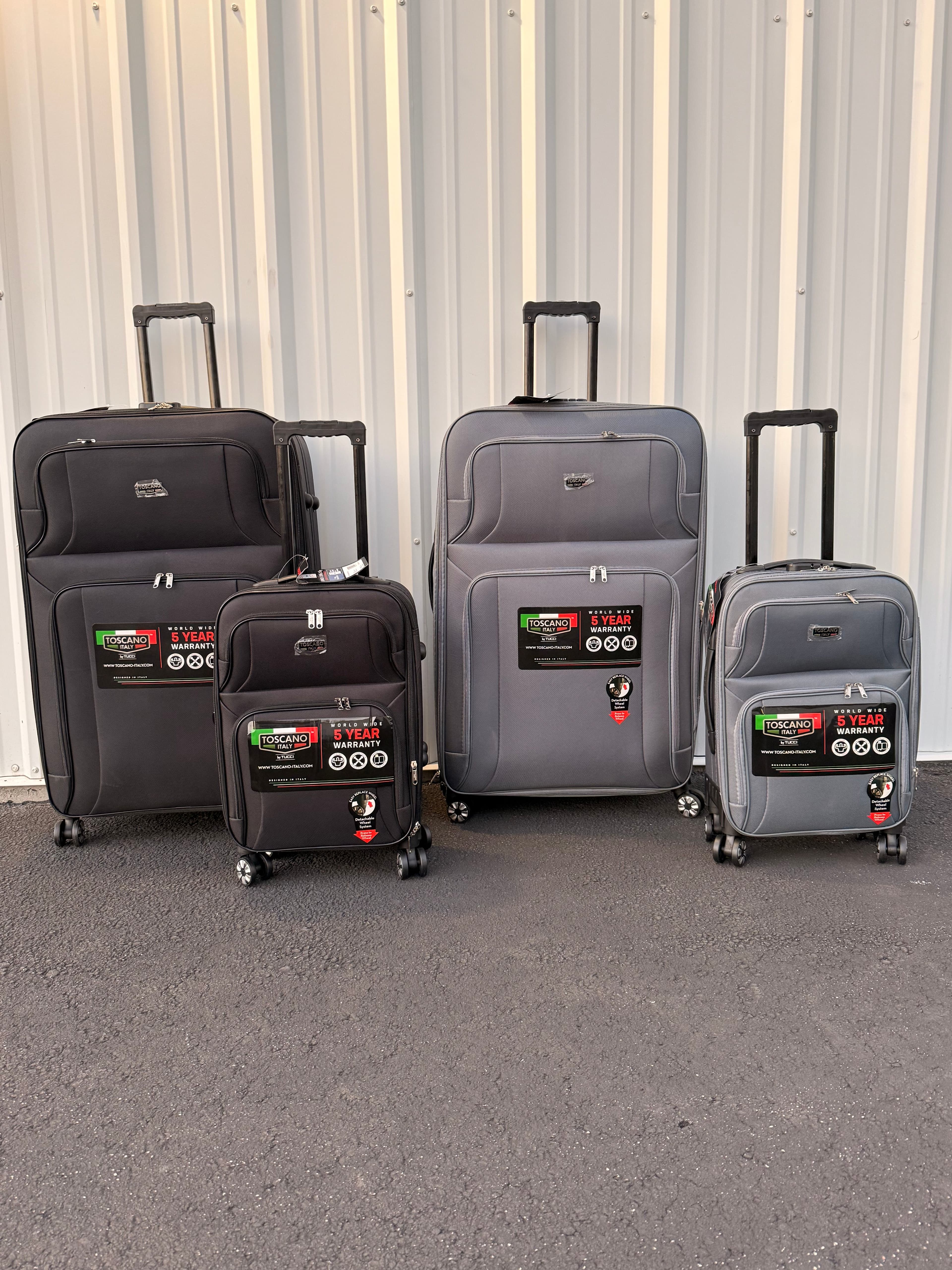 Toscano Gestore 2-Piece Soft-Side Luggage Set - Dark Grey - Thumbnail 11