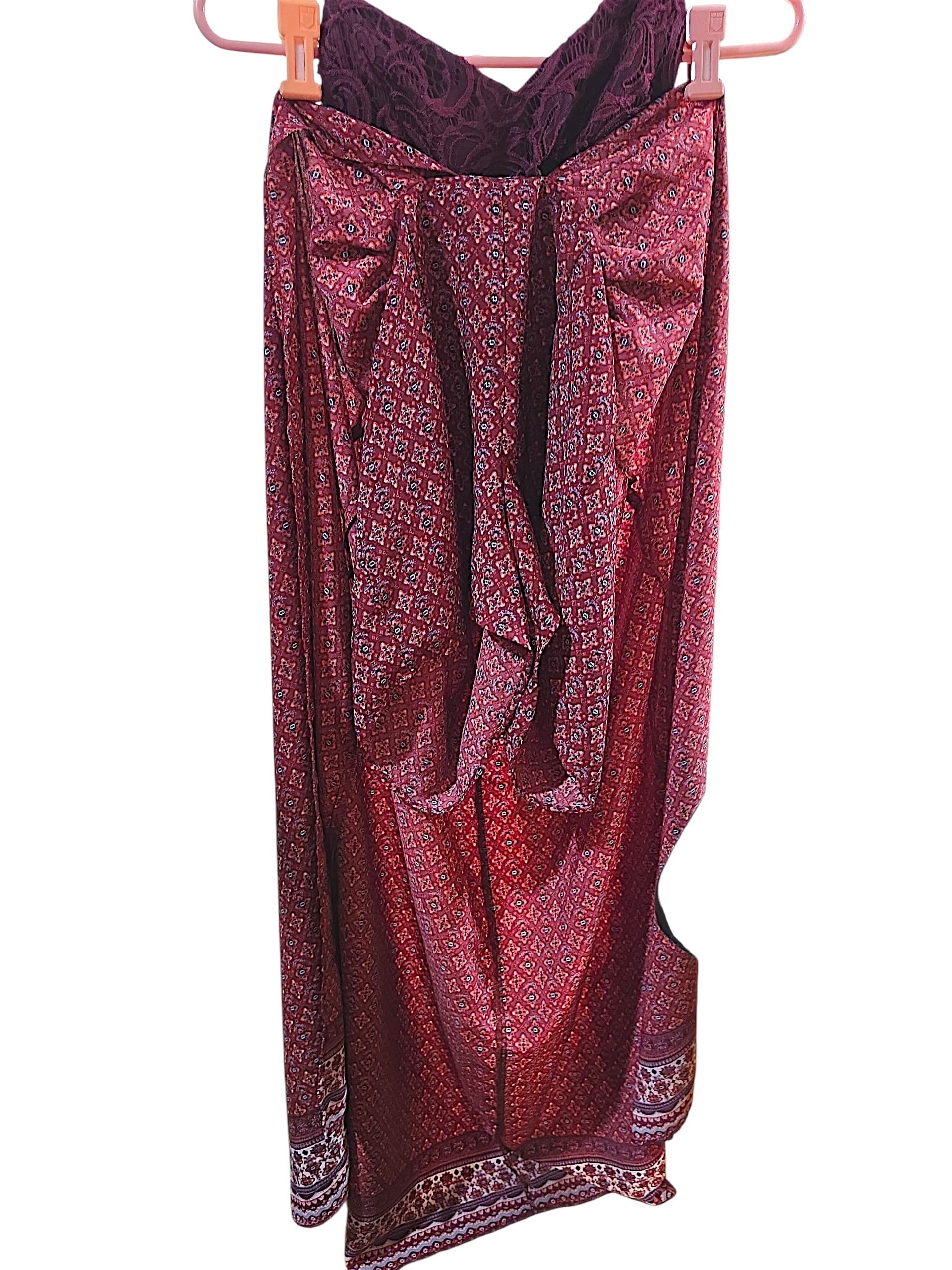 daytrip Boho Maxi Dress with Lace Bodice and Patterned Skirt Sz Small NWOT - Thumbnail 3
