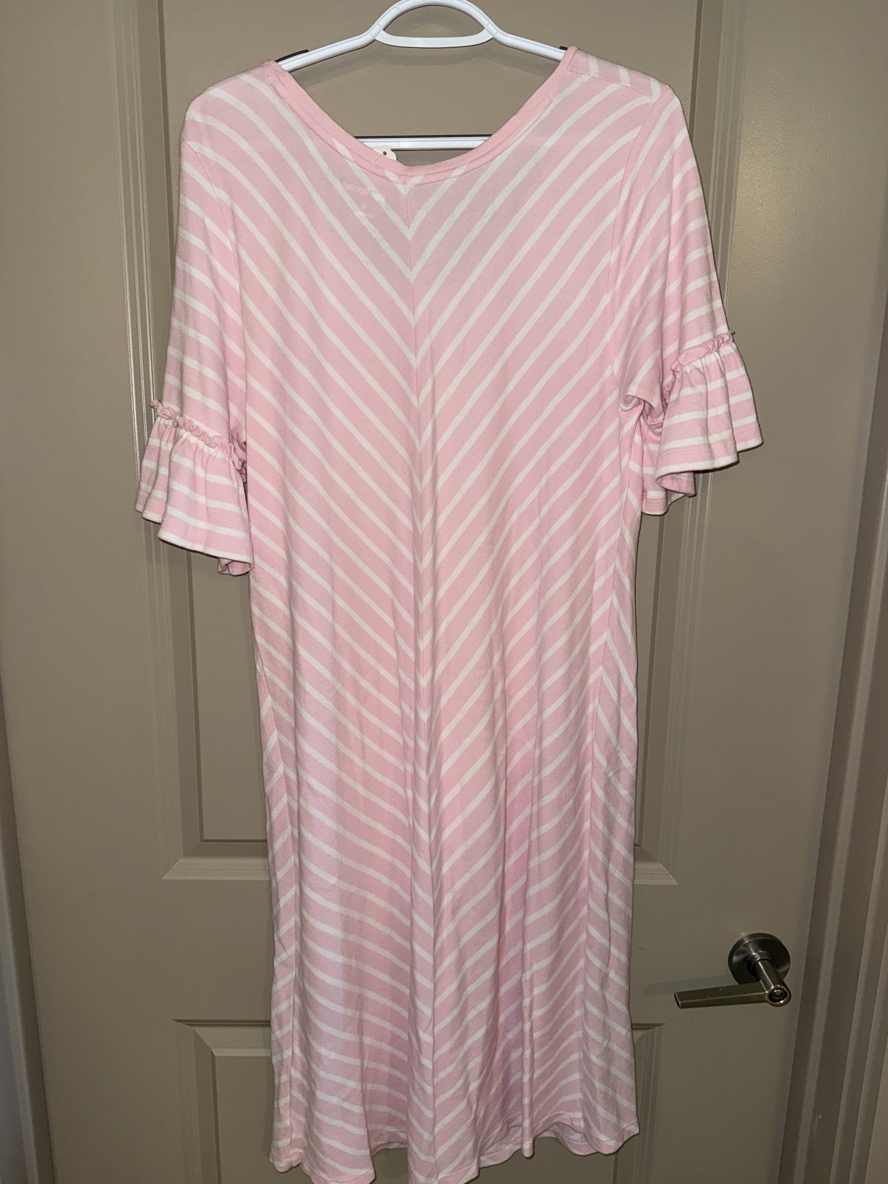 Kim Rogers Pink Striped Dress Medium - Thumbnail 3