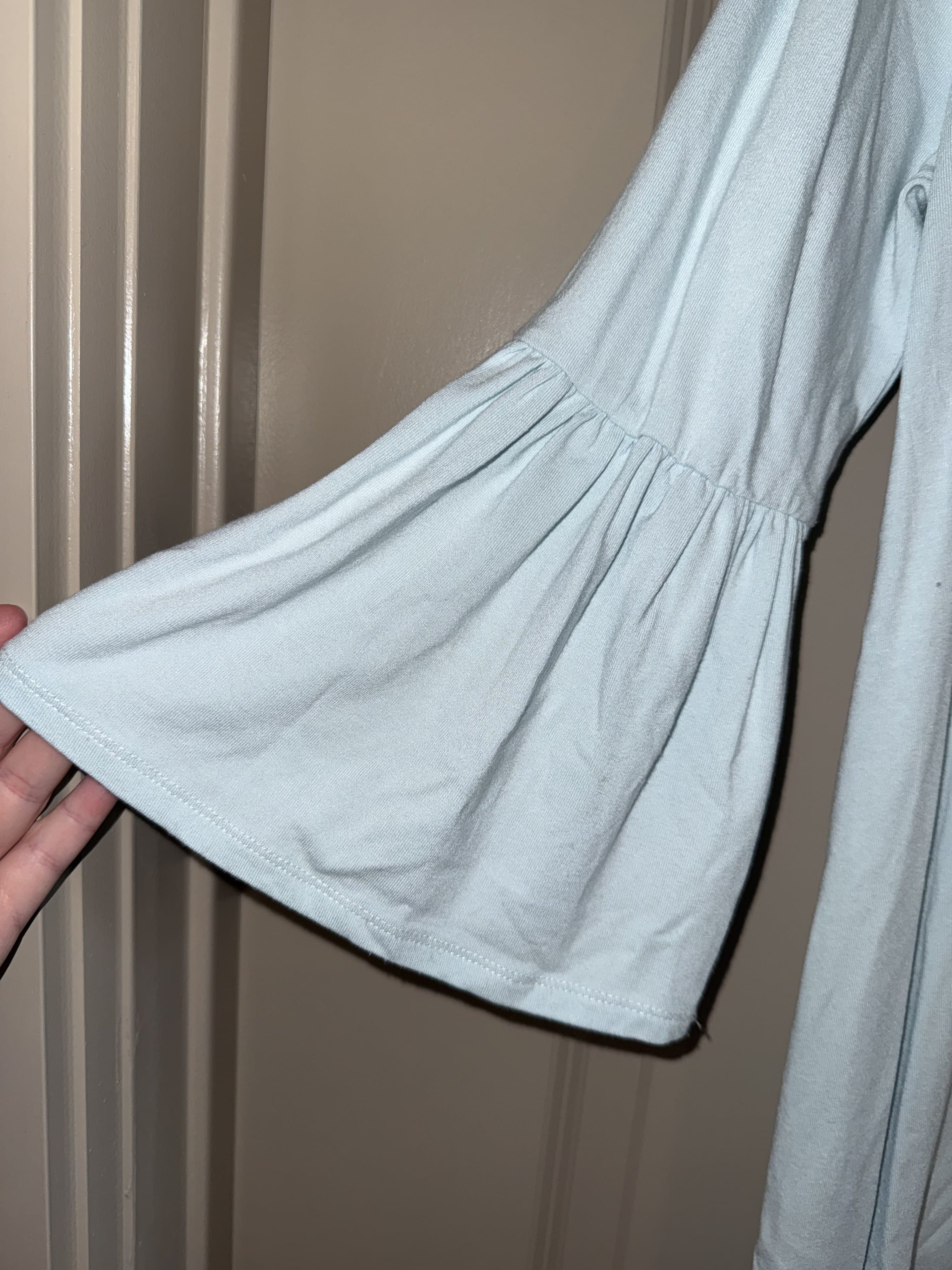 New Directions Light Blue Bell Sleeve Dress M - Thumbnail 3