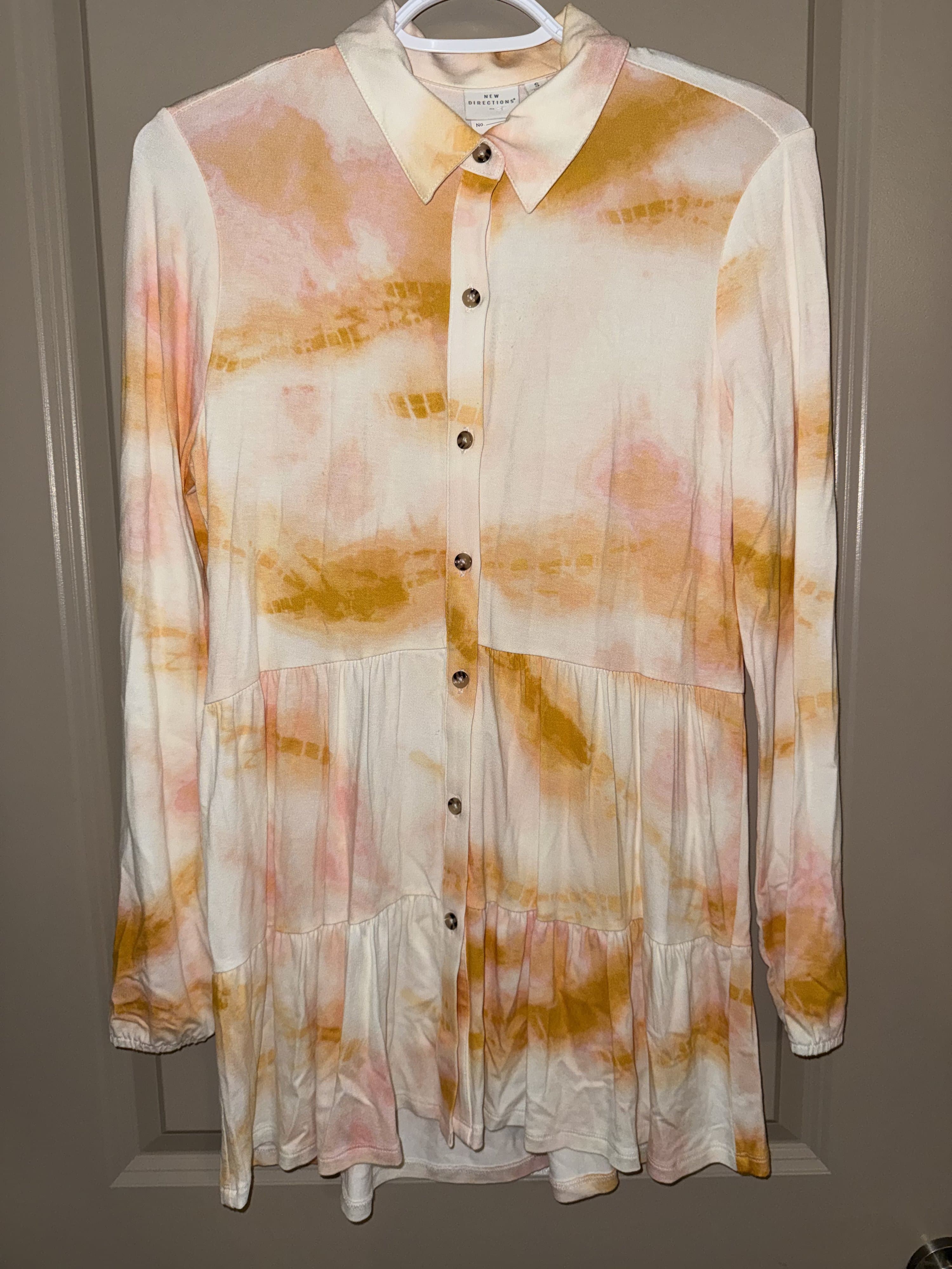 New Directions Tie-Dye Button-Down Dress Small