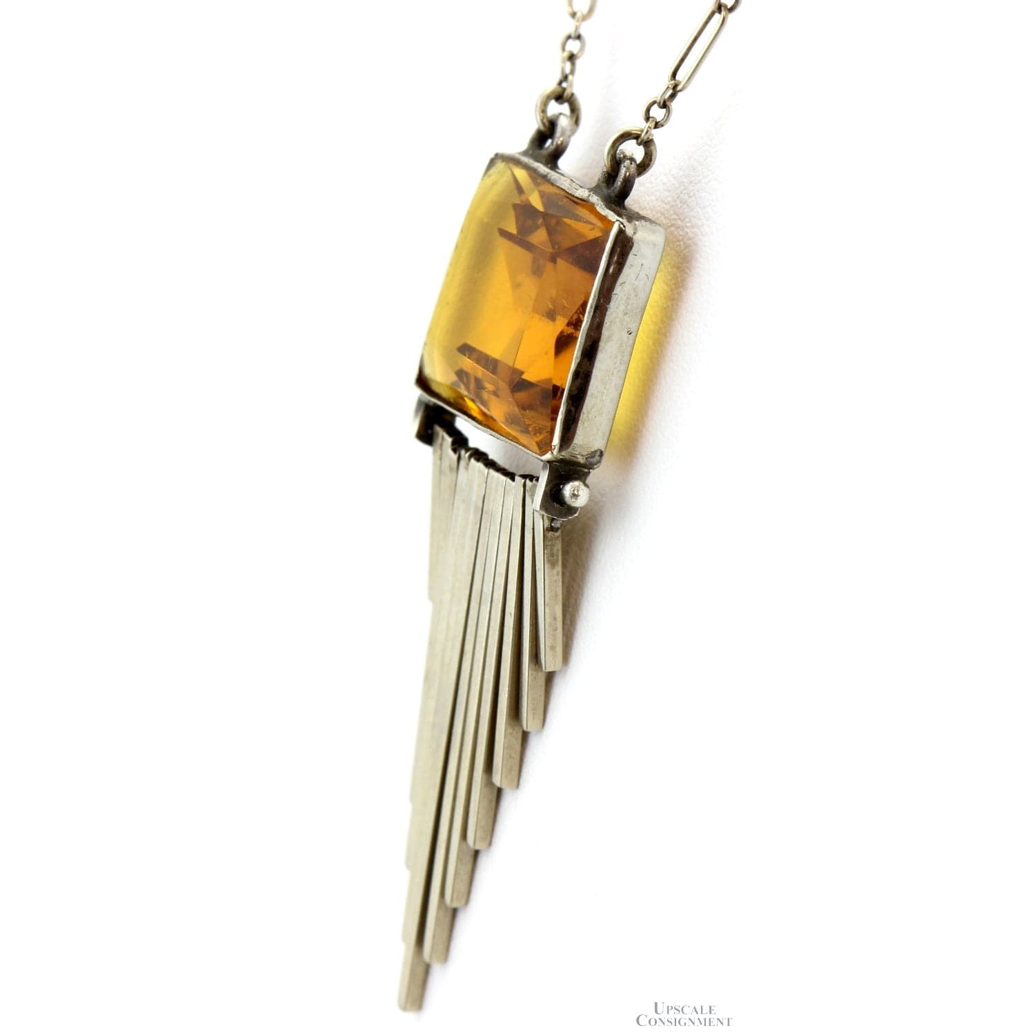 Vintage 10K Gold Andalusite Art Deco Fringe Necklace - 18 in - Thumbnail 2