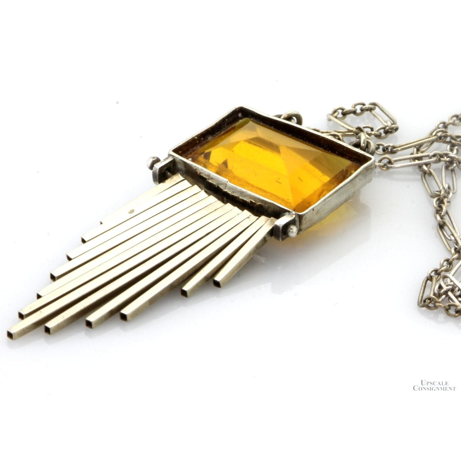 Vintage 10K Gold Andalusite Art Deco Fringe Necklace - 18 in - Thumbnail 5