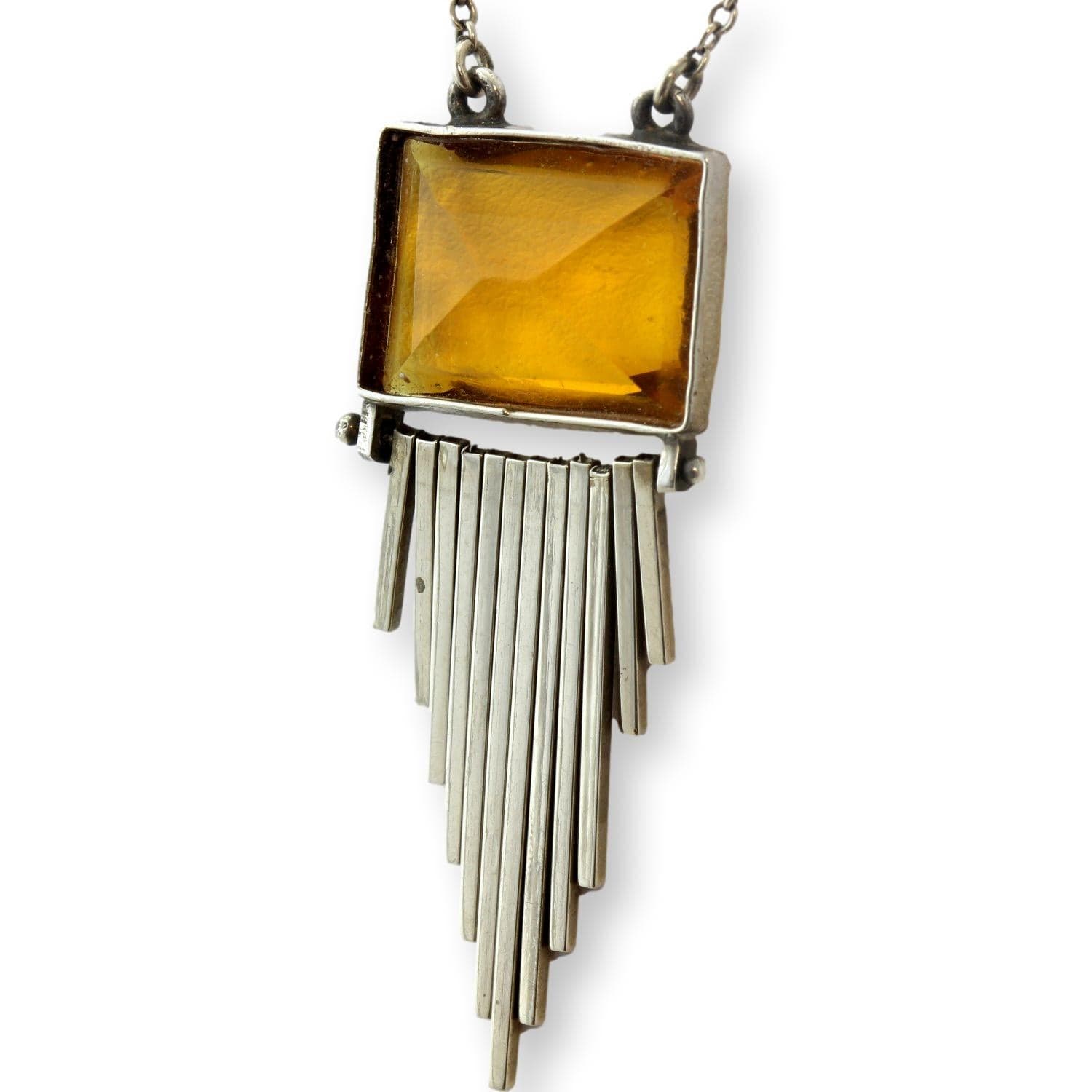 Vintage 10K Gold Andalusite Art Deco Fringe Necklace - 18 in - Thumbnail 4