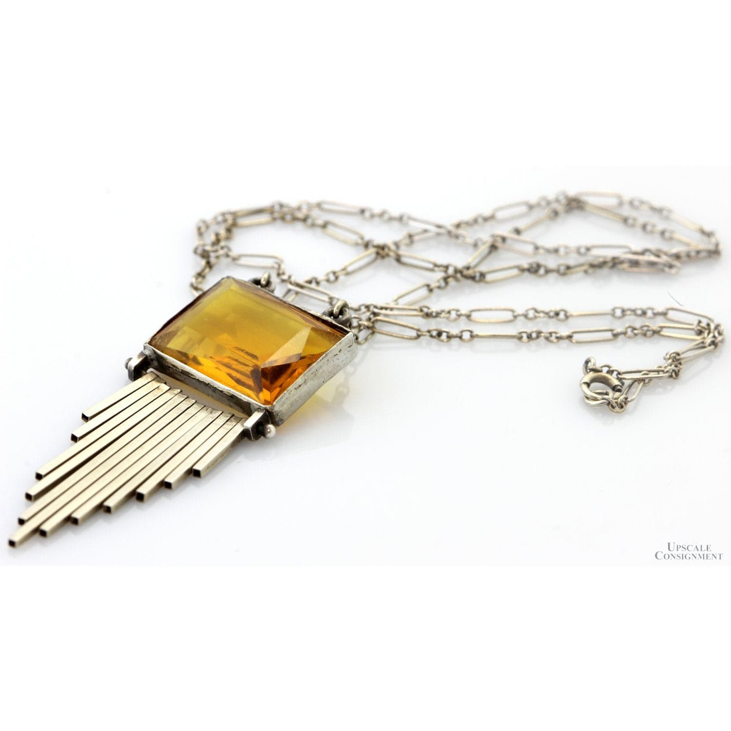 Vintage 10K Gold Andalusite Art Deco Fringe Necklace - 18 in - Thumbnail 3