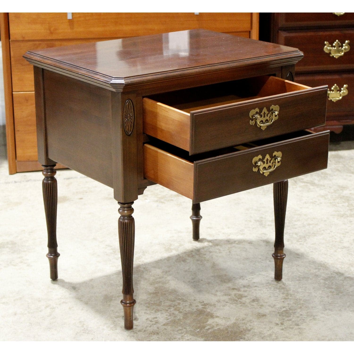 Ethan Allen 2 Drawer Mahogany Nightstand - Thumbnail 2