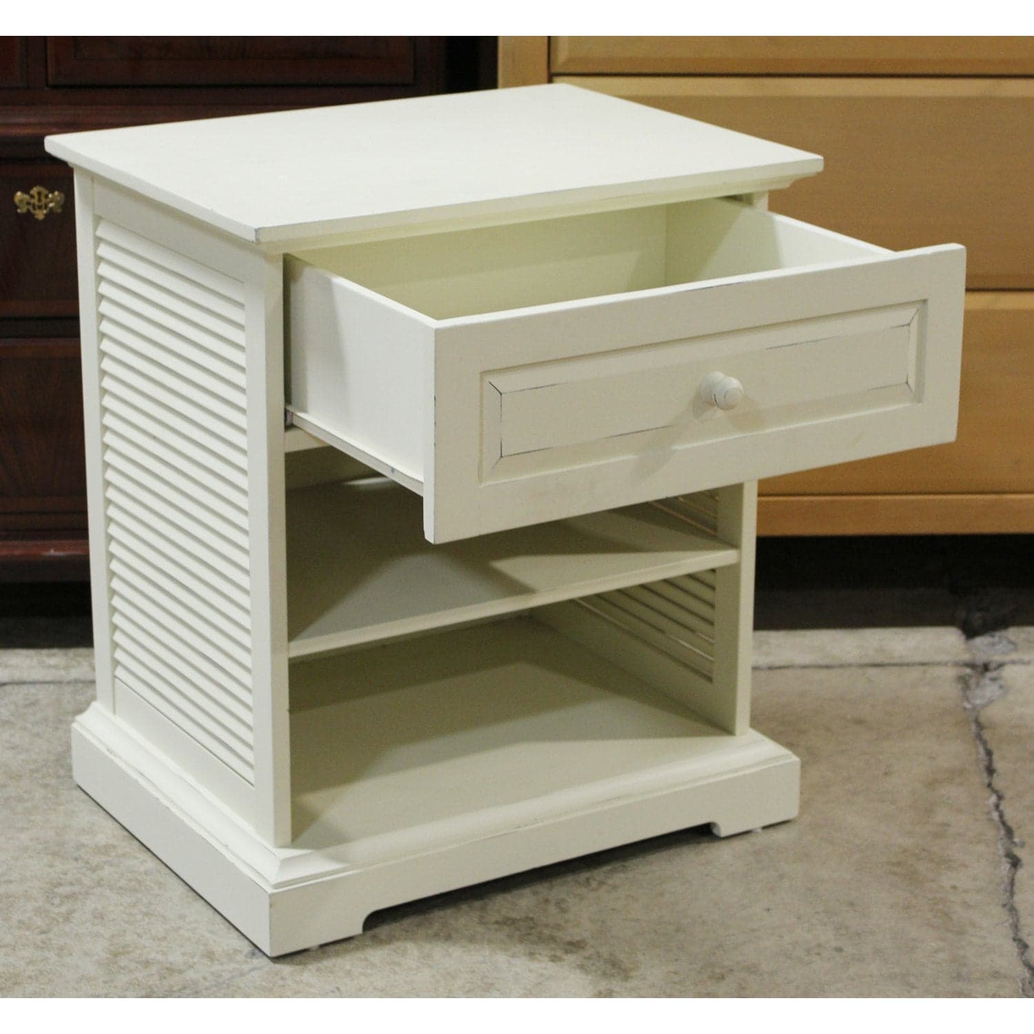 Pier 1 Imports Cream Nightstand w/Drawer - White - Thumbnail 2